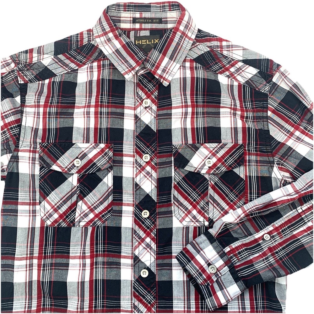 Helix Plaid Athletic Fit Small Long Sleeve Button Down Shirt Men‎ Western Preppy